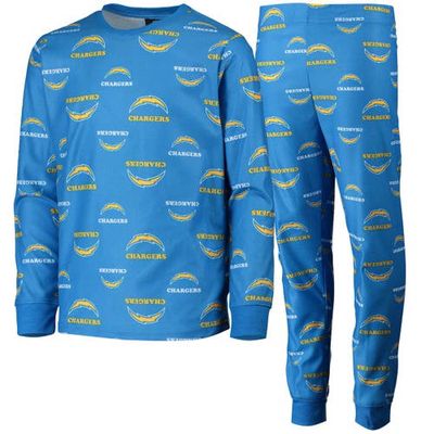 Outerstuff Youth Powder Blue Los Angeles Chargers All Over Print Long Sleeve T-Shirt & Pants Sleep Set