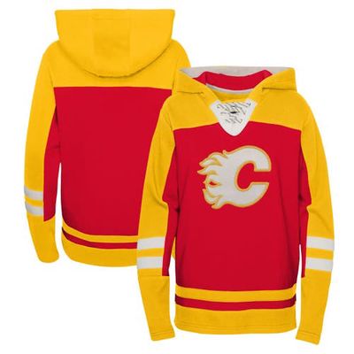 Outerstuff Youth Red Calgary Flames Ageless Revisited Lace-Up V-Neck Pullover Hoodie