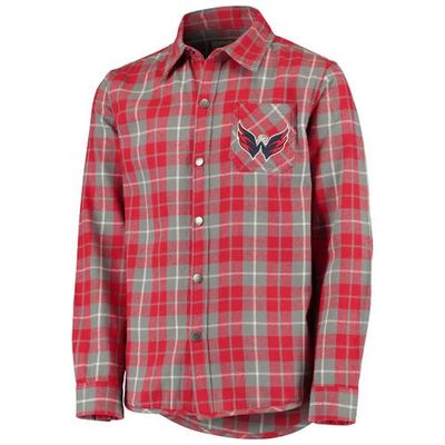 Outerstuff Youth Red/Gray Washington Capitals Sideline Plaid Button-Up Shirt