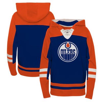 Outerstuff Youth Royal Edmonton Oilers Ageless Revisited Lace-Up V-Neck Pullover Hoodie