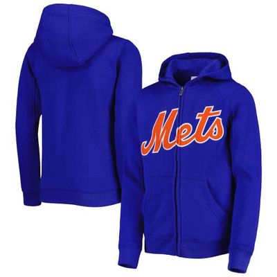 Outerstuff Youth Royal New York Mets Wordmark Full-Zip Fleece Hoodie
