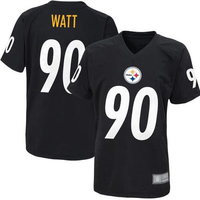 Outerstuff Youth T.J. Watt Black Pittsburgh Steelers Performance Player Name & Number Raglan V-Neck Top