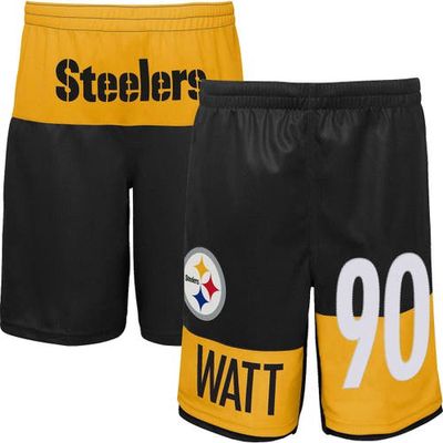 Outerstuff Youth T.J. Watt Black Pittsburgh Steelers Player Name & Number Shorts