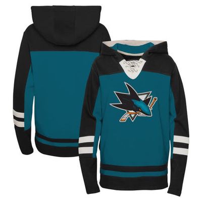 Outerstuff Youth Teal San Jose Sharks Ageless Revisited Lace-Up V-Neck Pullover Hoodie