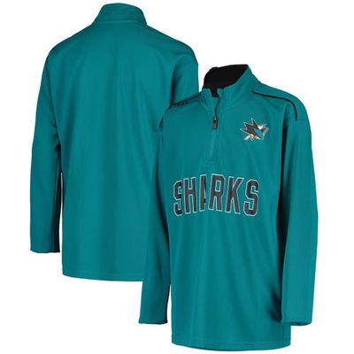Outerstuff Youth Teal San Jose Sharks Attacking Zone Quarter-Zip Performance Jacket