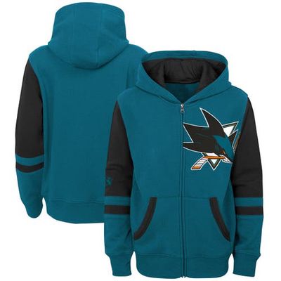 Outerstuff Youth Teal San Jose Sharks Face Off Color Block Full-Zip Hoodie