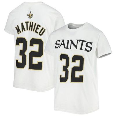 Outerstuff Youth Tyrann Mathieu White New Orleans Saints Mainliner Player Name & Number T-Shirt