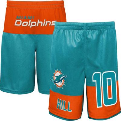 Outerstuff Youth Tyreek Hill Aqua Miami Dolphins Player Name & Number Shorts