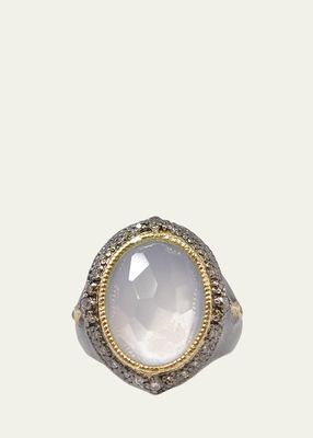 Oval Chalcedony Statement Ring with Diamonds