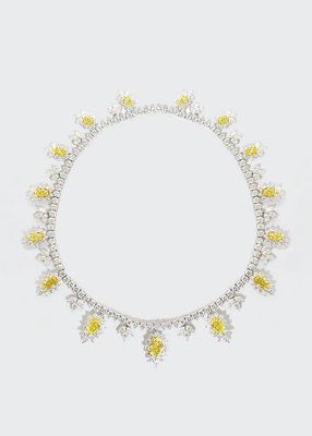 Oval Fancy Yellow Diamond and White Diamond Necklace