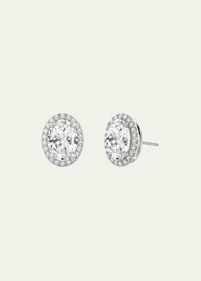 Oval Halo Diamond Stud Earrings