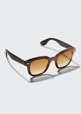 Oval Metal & Acetate Sunglasses