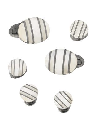 Oval Mother-of-Pearl Cufflinks Studs Set