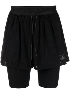 OVER OVER double-layered running shorts - Black