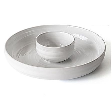 overandback 2-Piece White Chip and Dip Set