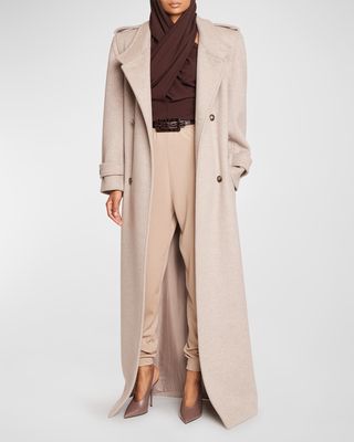 Oversize Button-Front Wool Trench Coat