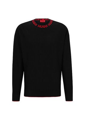 Oversize-fit sweater in with logo collar