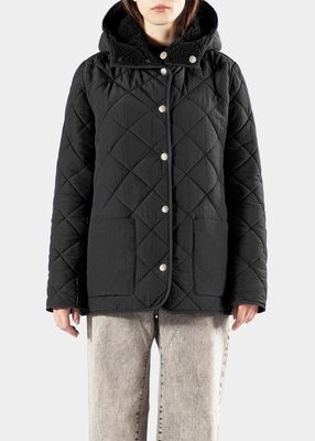 Oversize Quilted Reversible Teddy Jacket