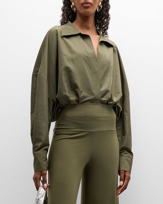 Oversized Boyfriend Shirt Plunge Bodysuit