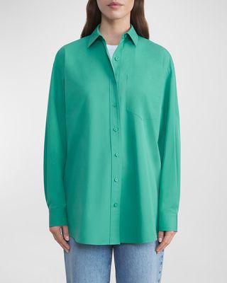 Oversized Button-Down Cotton Boyfriend Shirt