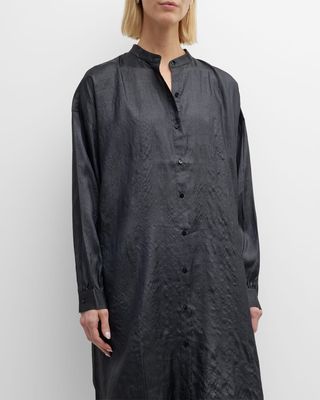 Oversized Button-Down Silk Tussah Shirt