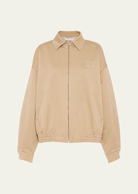 Oversized Chino Logo Bomber Jacket with Elastic Hem