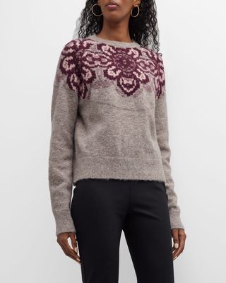 Oversized Floral Wool Intarsia Sweater