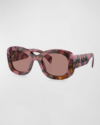 Oversized Logo Acetate & Plastic Oval Sunglasses