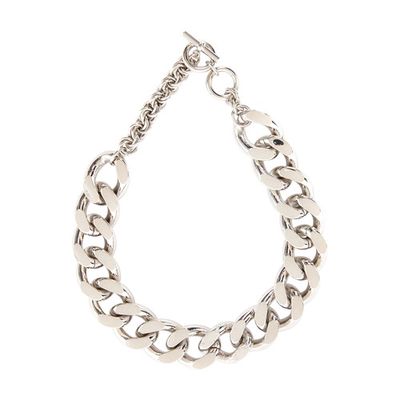 Oversized logo grid chain necklace