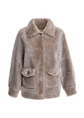 Oversized Shearling Button Jacket
