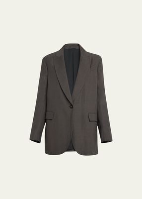Oversized Single-Breasted Linen Blazer