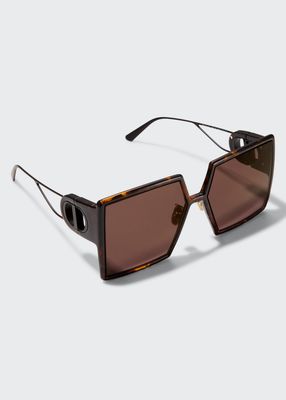 Oversized Square Acetate/Metal Sunglasses