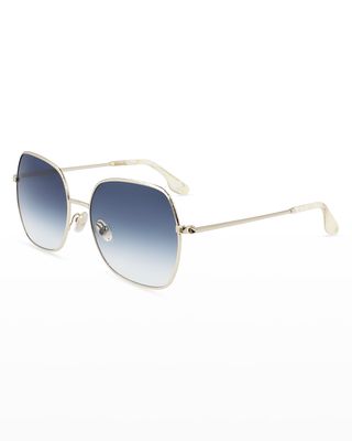 Oversized Square Hammered Metal Sunglasses