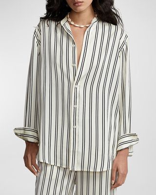 Oversized Striped Satin Shirt