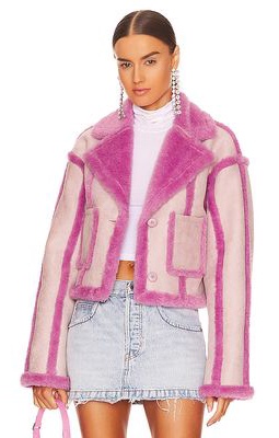 OW Collection Berlin Faux Fur Jacket in Lavender