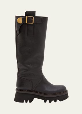 Owena Tall Leather Buckle Boots