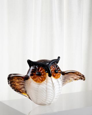 Owl Art Glass Sculpture - 9.5" x 4.75" x 5.5"
