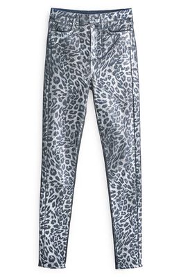 OWN Leopard Print Ultral High Waist Stretch Skinny Jeans in Silver Animal Foil
