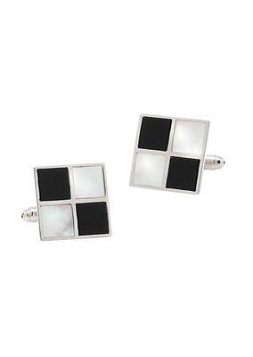 Ox And Bull Trading Co. Mother-Of-Pearl & Onyx Check Cufflinks