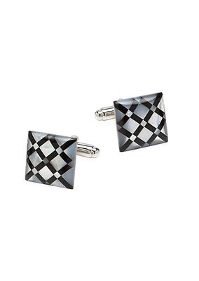Ox & Bull Trading Co. White Mother of Pearl Diamond Cufflinks