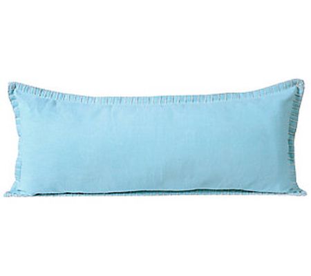 Ox Bay Embroidered Edge Solid Lumbar Throw Pill ow