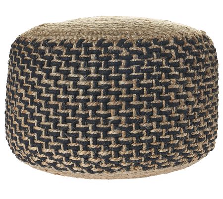 Ox Bay Geometric Hand-Woven Jute Blend Ottoman Pouf