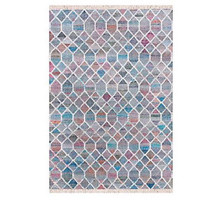 Ox Bay Mosaic Lattice 2' x 3' Wool Dhurrie Area Rug