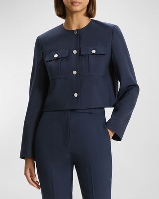 Oxford Wool Short Military Jacket