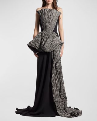 Ozone Gown with Pleated Drape Detail