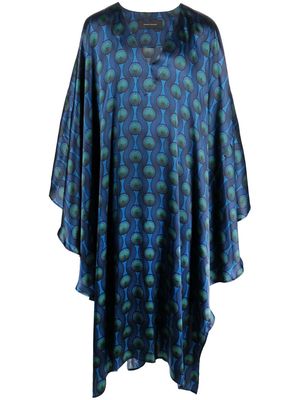 OZWALD BOATENG geometric-print silk cape shirt - Blue