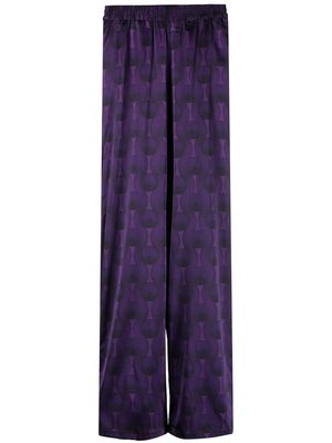 OZWALD BOATENG geometric-print silk trousers - Purple