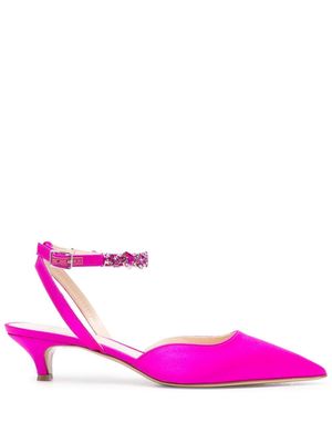 P.A.R.O.S.H. 50mm satin crystal-detail pumps - Pink