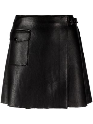 P.A.R.O.S.H. A-line leather wrap miniskirt - Black