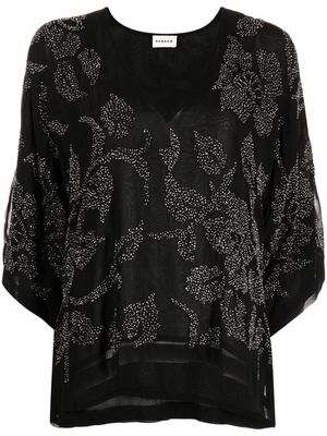 P.A.R.O.S.H. beaded patterned-jacquard tunic top - Black